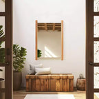 Specchio rettangolare da bagno 56 x 41 cm con cornice laterale in legno naturale