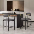 Set of 2 Counter Height Barstools with Upholstered Seat and Iron Frame