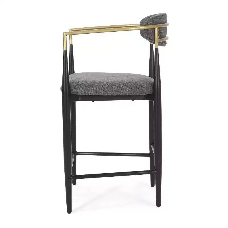 Set of 2 Counter Height Barstools with Upholstered Seat and Iron Frame