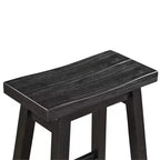 Sgabello da bar senza schienale Acacia Wood - Finitura nero carbone