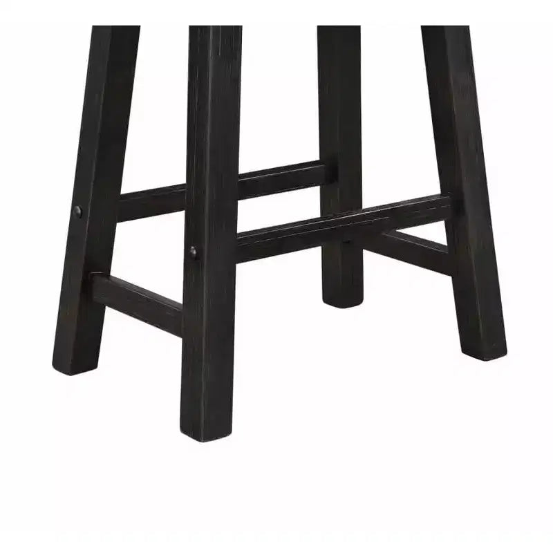 Acacia Wood Backless Saddle Barstool - Black Charcoal Finish