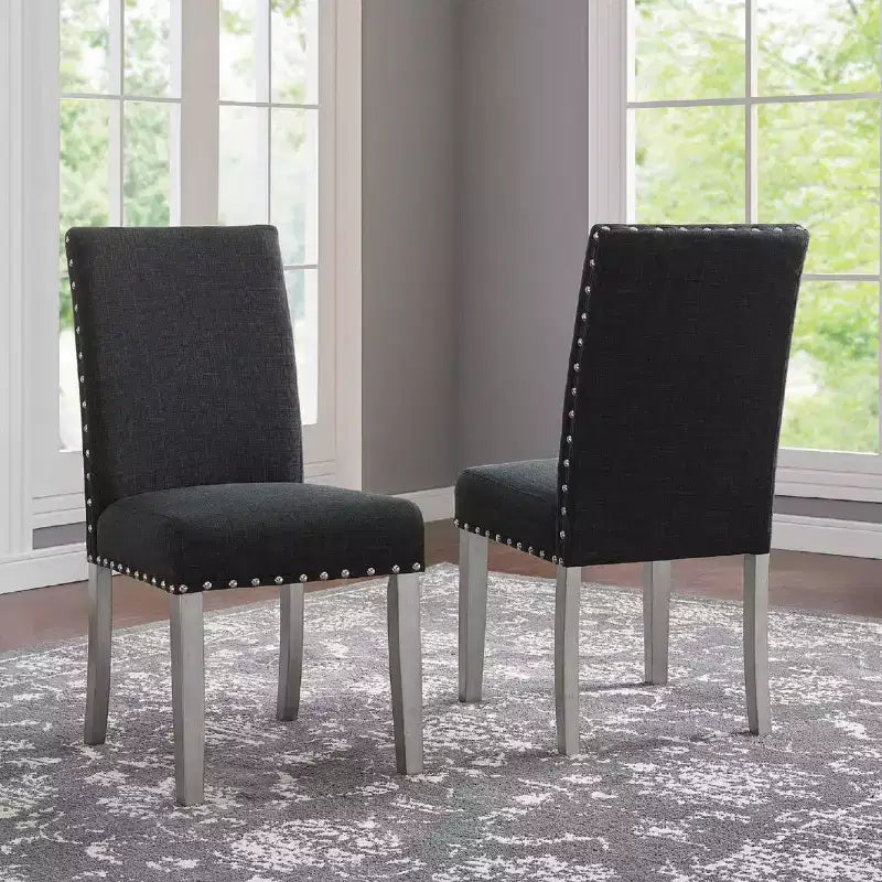 Brassex Set of 2 Bella Dining Chairs Dark Gray