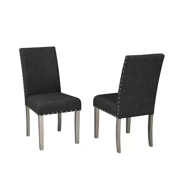 Set of 2 Upholstered Dining Chairs - Dark Gray