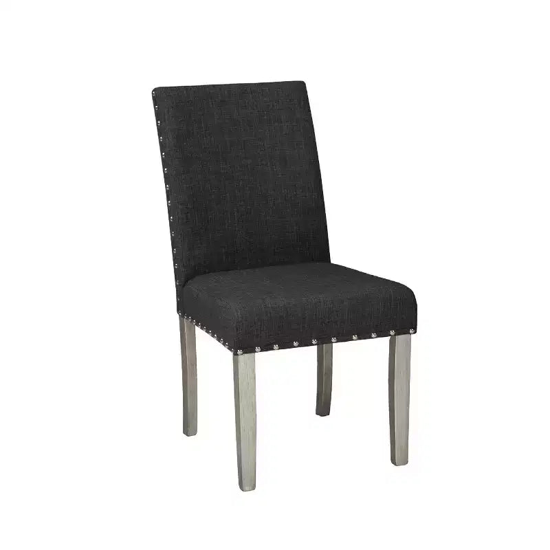 Set of 2 Upholstered Dining Chairs - Dark Gray
