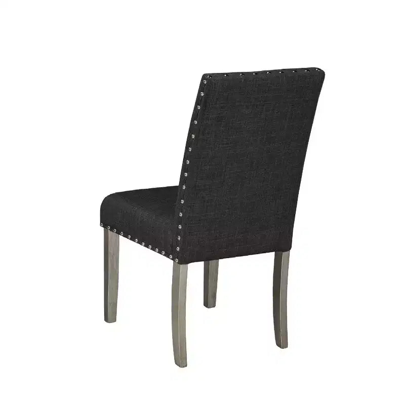 Set of 2 Upholstered Dining Chairs - Dark Gray