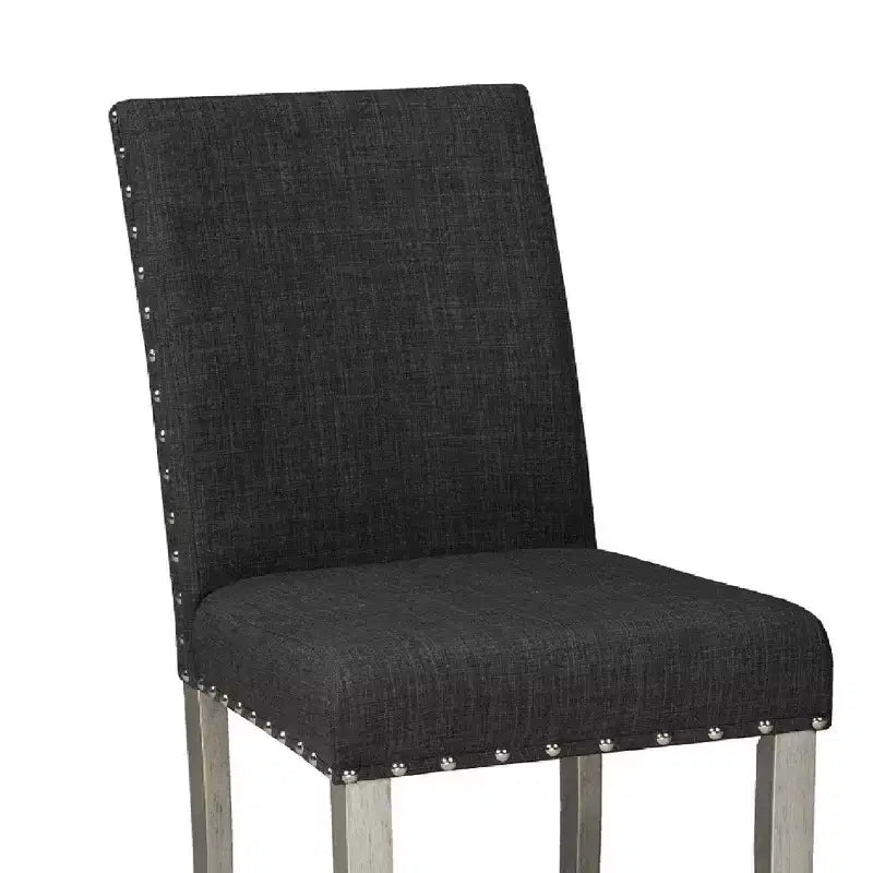 Set of 2 Upholstered Dining Chairs - Dark Gray