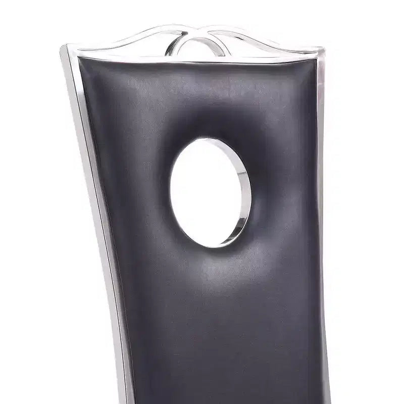 Black Synthetic Leather Dining Side Chairs with Stainless Steel Frame, Set of 2