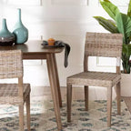 bali & pari Barossa Rattan and Mahogany Wood Dining Chair Kubu Gray/Rustic Taupe