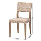 Sedia da pranzo in rattan e mogano – Grigio Kubu / Tortora rustico