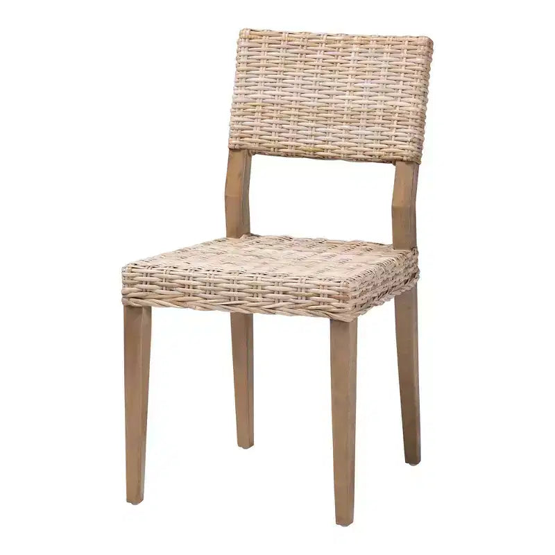 Rattan and Mahogany Wood Dining Chair – Kubu Gray / Rustic Taupe