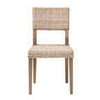 Sedia da pranzo in rattan e mogano – Grigio Kubu / Tortora rustico