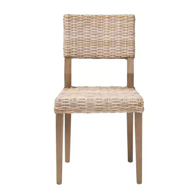 Rattan and Mahogany Wood Dining Chair – Kubu Gray / Rustic Taupe