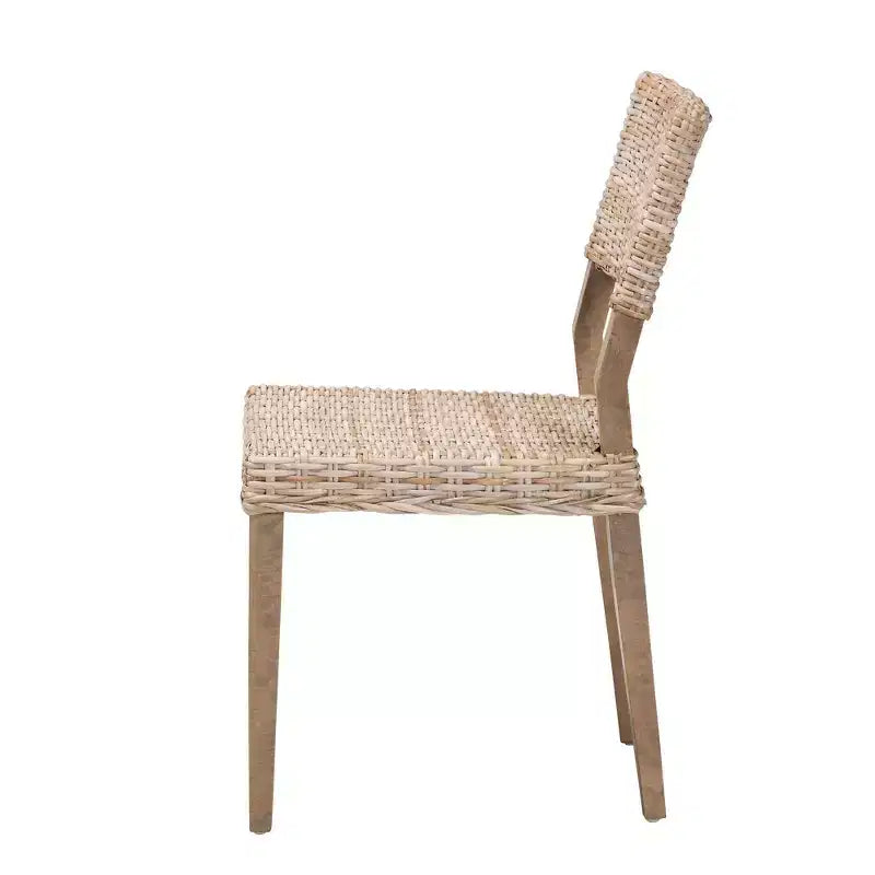 Rattan and Mahogany Wood Dining Chair – Kubu Gray / Rustic Taupe