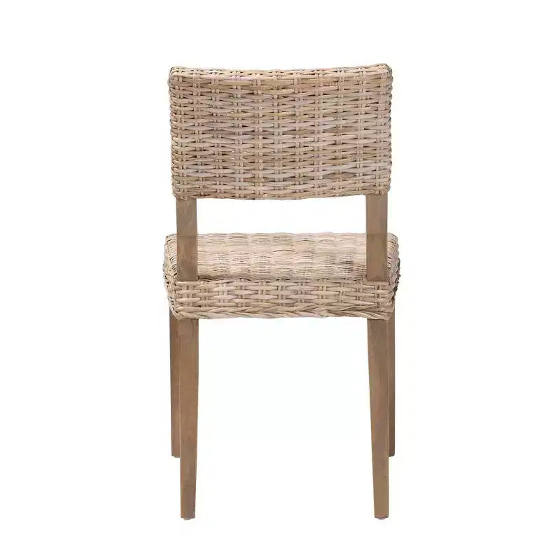Rattan and Mahogany Wood Dining Chair – Kubu Gray / Rustic Taupe