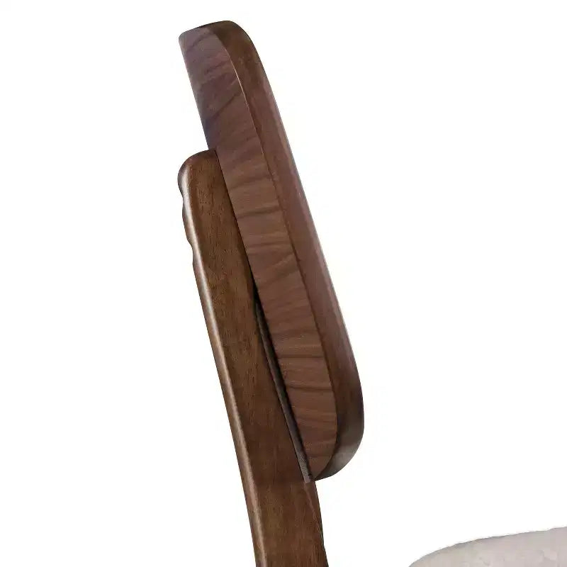 Set of 2 Mid-Century Modern Boucle Dining Chairs - Walnut Finish