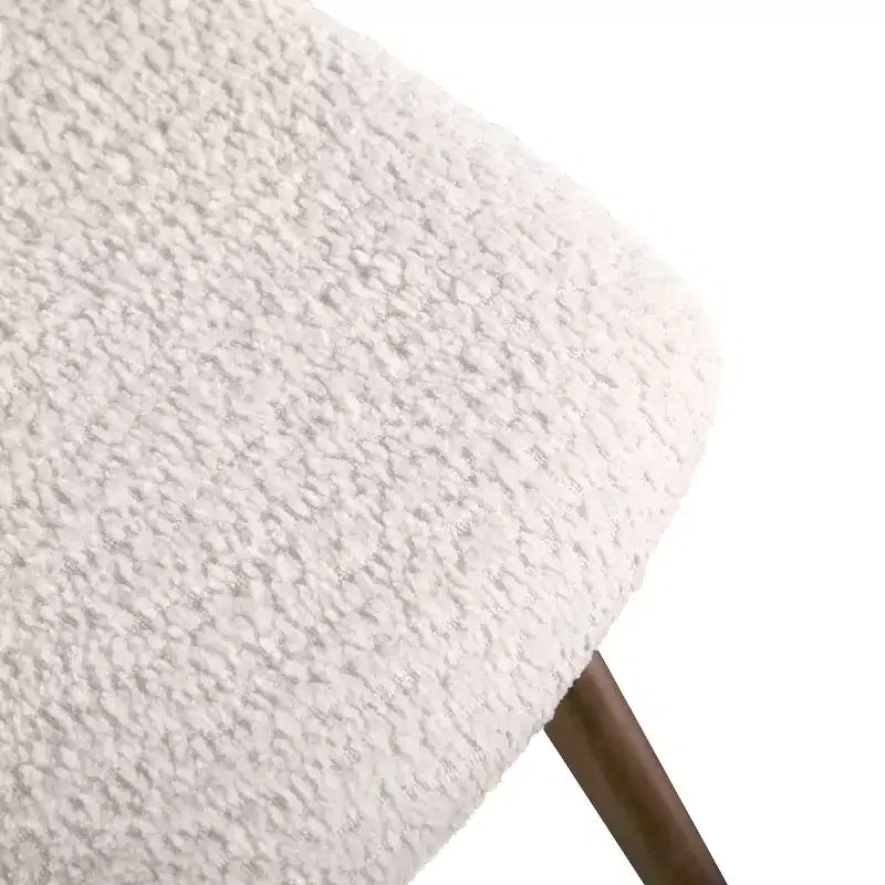 Set of 2 Mid-Century Modern Boucle Dining Chairs - Walnut Finish