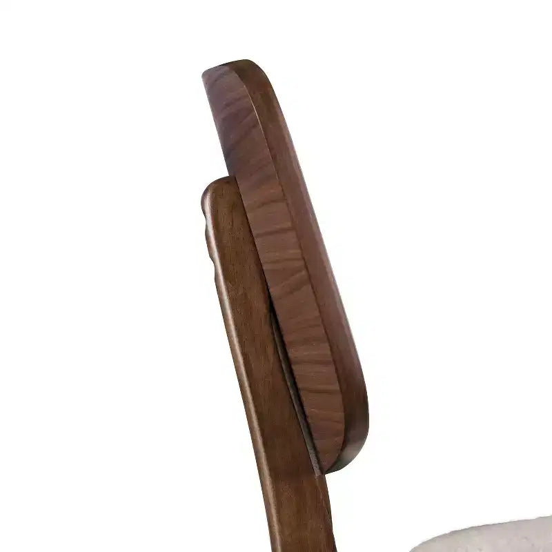 Set of 2 Mid-Century Modern Boucle Dining Chairs - Walnut Finish