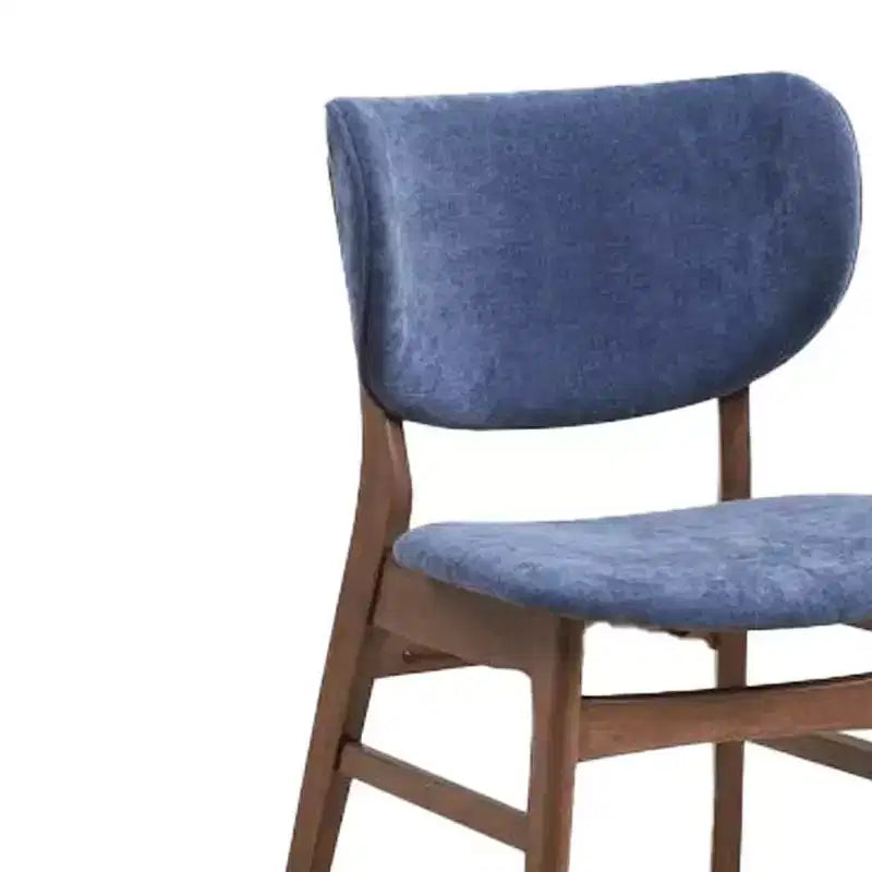 Upholstered Dining Side Chairs with Walnut Finish Wood Frame, Blue Fabric, Set of 2