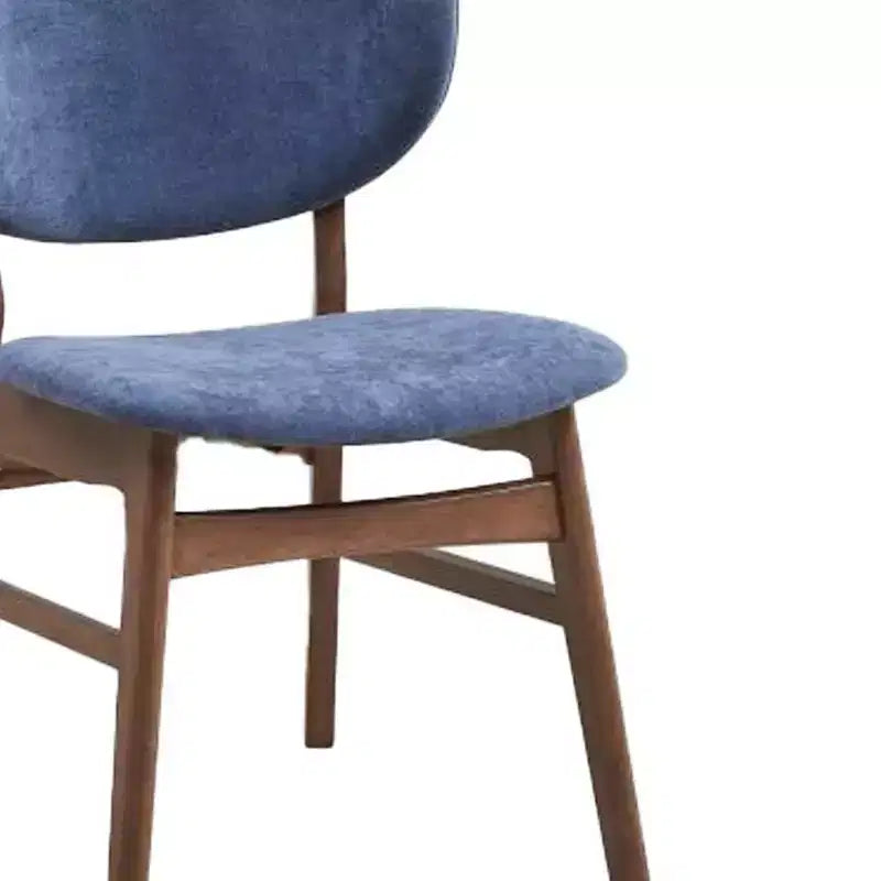 Upholstered Dining Side Chairs with Walnut Finish Wood Frame, Blue Fabric, Set of 2