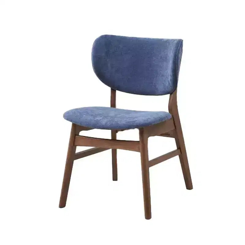 Upholstered Dining Side Chairs with Walnut Finish Wood Frame, Blue Fabric, Set of 2