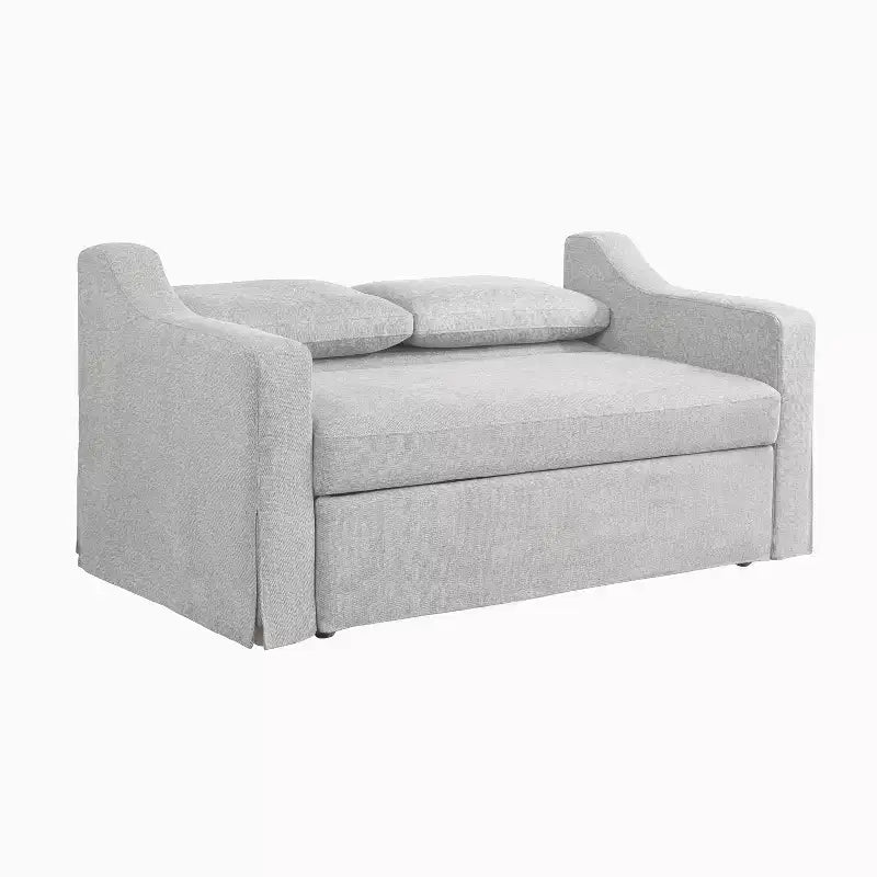 Convertible Loveseat with Woven Linen Upholstery