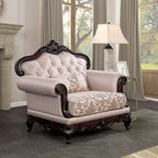HOMES: Inside + Out Alsace Arm Chair Traditional Button Tufted Dark Cherry/Light Brown