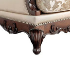 Poltrona con schienale alto Alsace – Rivestimento trapuntato floreale, ciliegio scuro / marrone chiaro