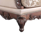 Poltrona con schienale alto Alsace – Rivestimento trapuntato floreale, ciliegio scuro / marrone chiaro