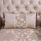 Poltrona con schienale alto Alsace – Rivestimento trapuntato floreale, ciliegio scuro / marrone chiaro
