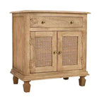 The Urban Port 30" Nightstand Table Rattan Cabinet Doors and Drawer Fronts Sandblasted Brown Mango Wood Brown