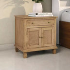 Comodino da 76 cm in rattan con cassetto e armadietto – Legno di mango, marrone