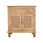 Comodino da 76 cm in rattan con cassetto e armadietto – Legno di mango, marrone