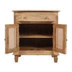 Comodino da 76 cm in rattan con cassetto e armadietto – Legno di mango, marrone