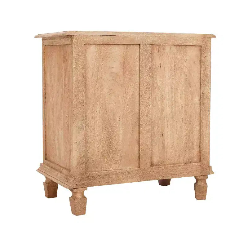 30" Rattan Nightstand with Drawer and Cabinet Storage – Mango Wood, Brown