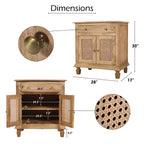 Comodino da 76 cm in rattan con cassetto e armadietto – Legno di mango, marrone