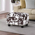 Pouf portaoggetti con stampa mucca marrone
