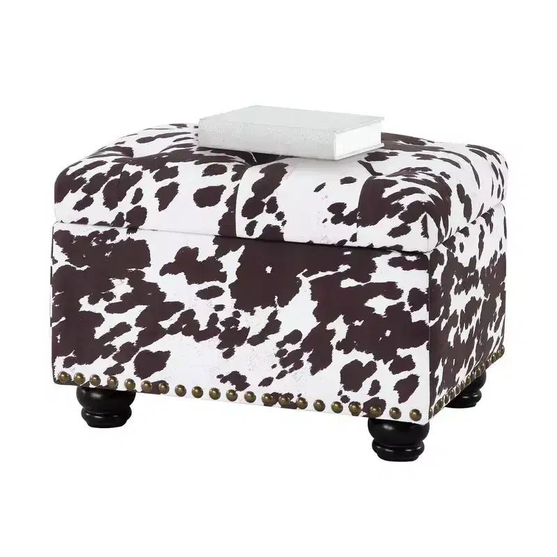 Storage Accent Ottoman – Brown Cow Print