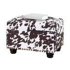 Pouf portaoggetti con stampa mucca marrone