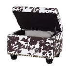 Pouf portaoggetti con stampa mucca marrone