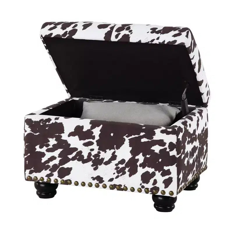 Storage Accent Ottoman – Brown Cow Print