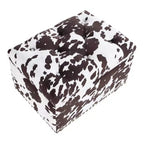 Pouf portaoggetti con stampa mucca marrone