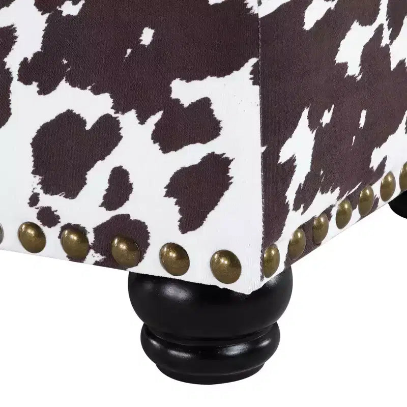 Storage Accent Ottoman – Brown Cow Print