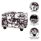 Pouf portaoggetti con stampa mucca marrone