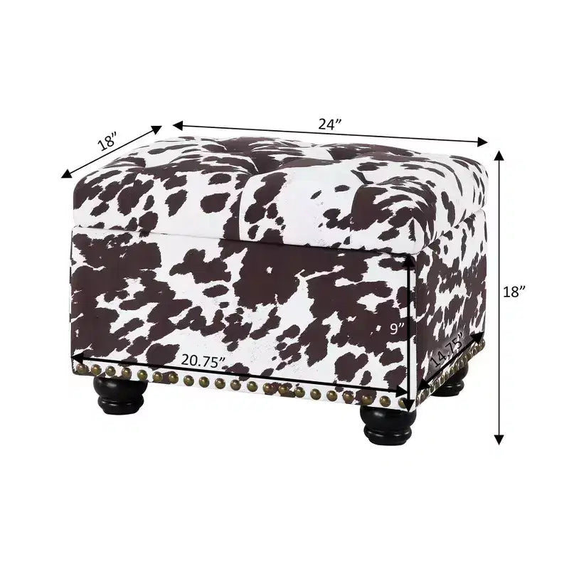 Storage Accent Ottoman – Brown Cow Print