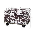 Pouf portaoggetti con stampa mucca marrone