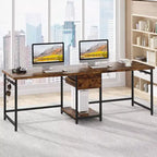 LITTLE TREE 78.7" Computer Desk Brown
