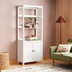 Libreria da 72" con 4 Ripiani Aperti e Armadietto Inferiore - Bianco Classico