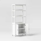 Libreria da 72" con 4 Ripiani Aperti e Armadietto Inferiore - Bianco Classico