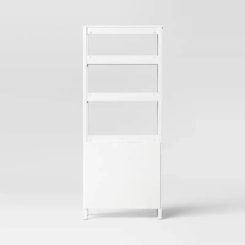 72" Bookcase with 4 Open Shelves and Lower Cabinet - Classic White