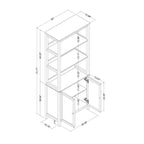 Libreria da 72" con 4 Ripiani Aperti e Armadietto Inferiore - Bianco Classico
